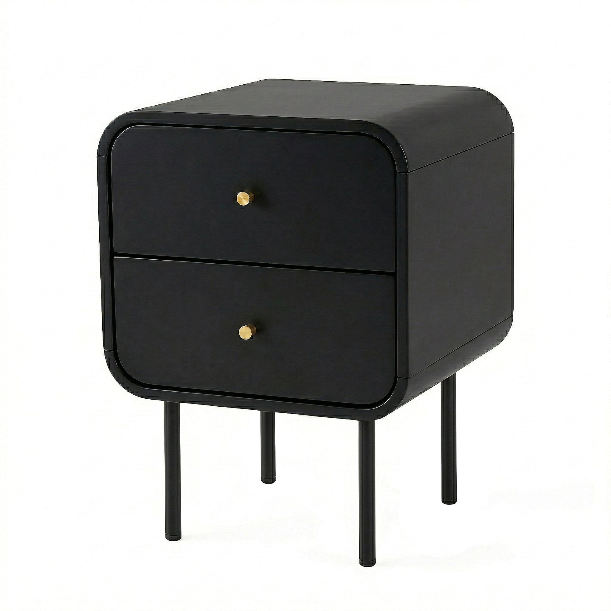 Bedside Table 2 Drawers Side End Table Nightstand Black