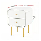 Bedside Table 2 Drawers Side End Table Nightstand White