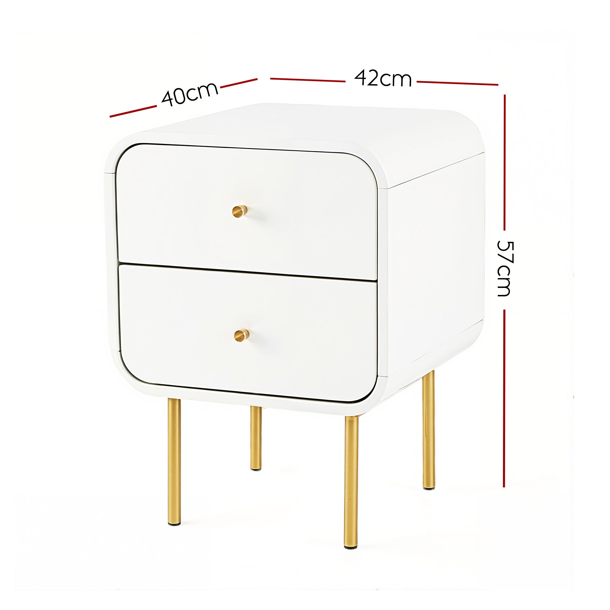 Bedside Table 2 Drawers Side End Table Nightstand White