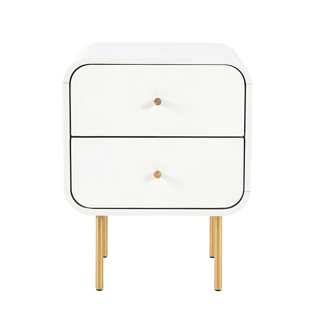 Bedside Table 2 Drawers Side End Table Nightstand White