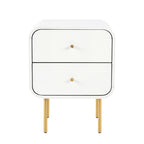 Bedside Table 2 Drawers Side End Table Nightstand White