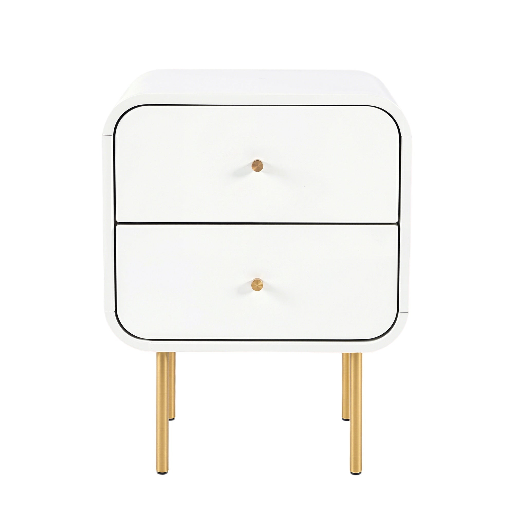 Bedside Table 2 Drawers Side End Table Nightstand White