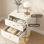 Bedside Table 2 Drawers Side End Table Nightstand White
