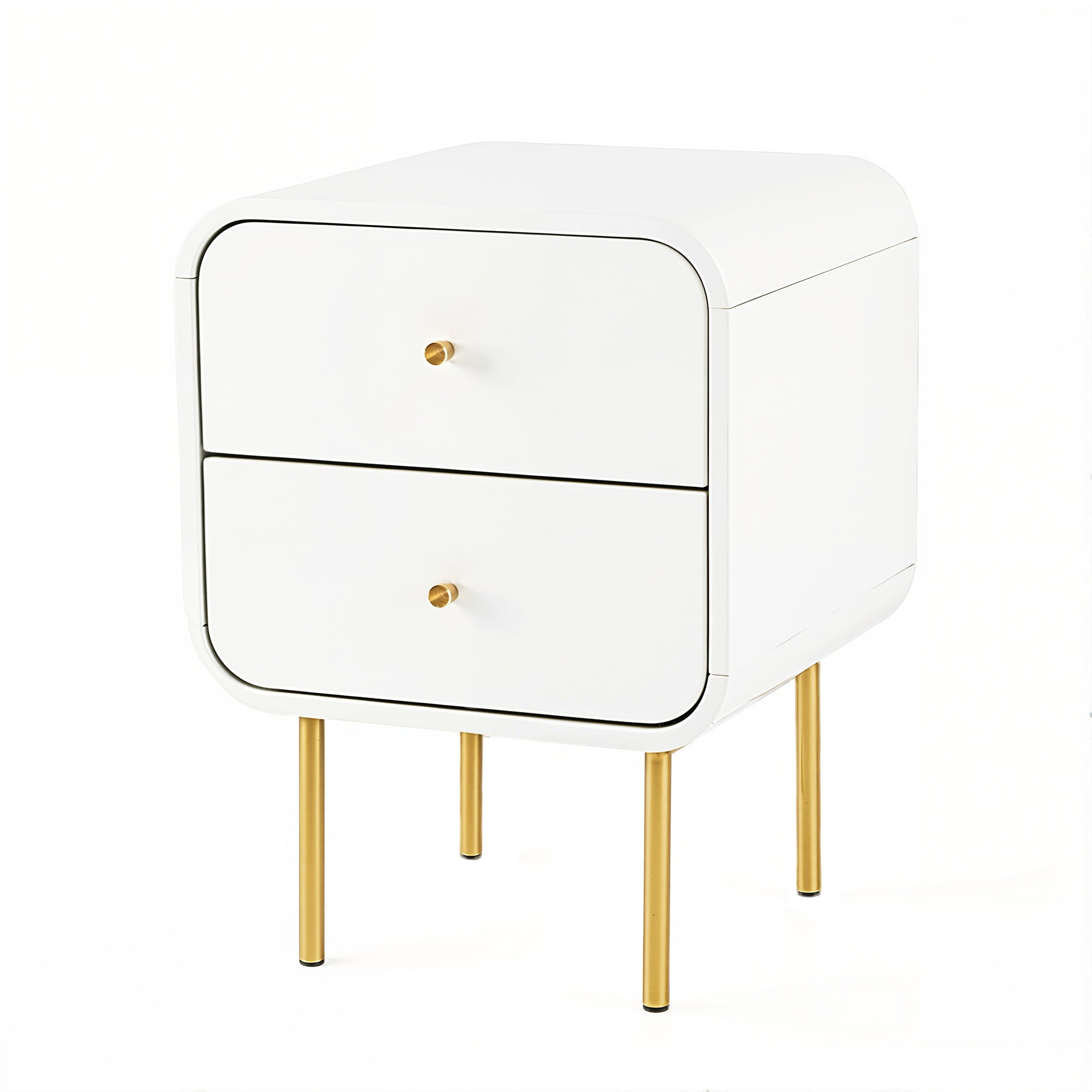 Bedside Table 2 Drawers Side End Table Nightstand White