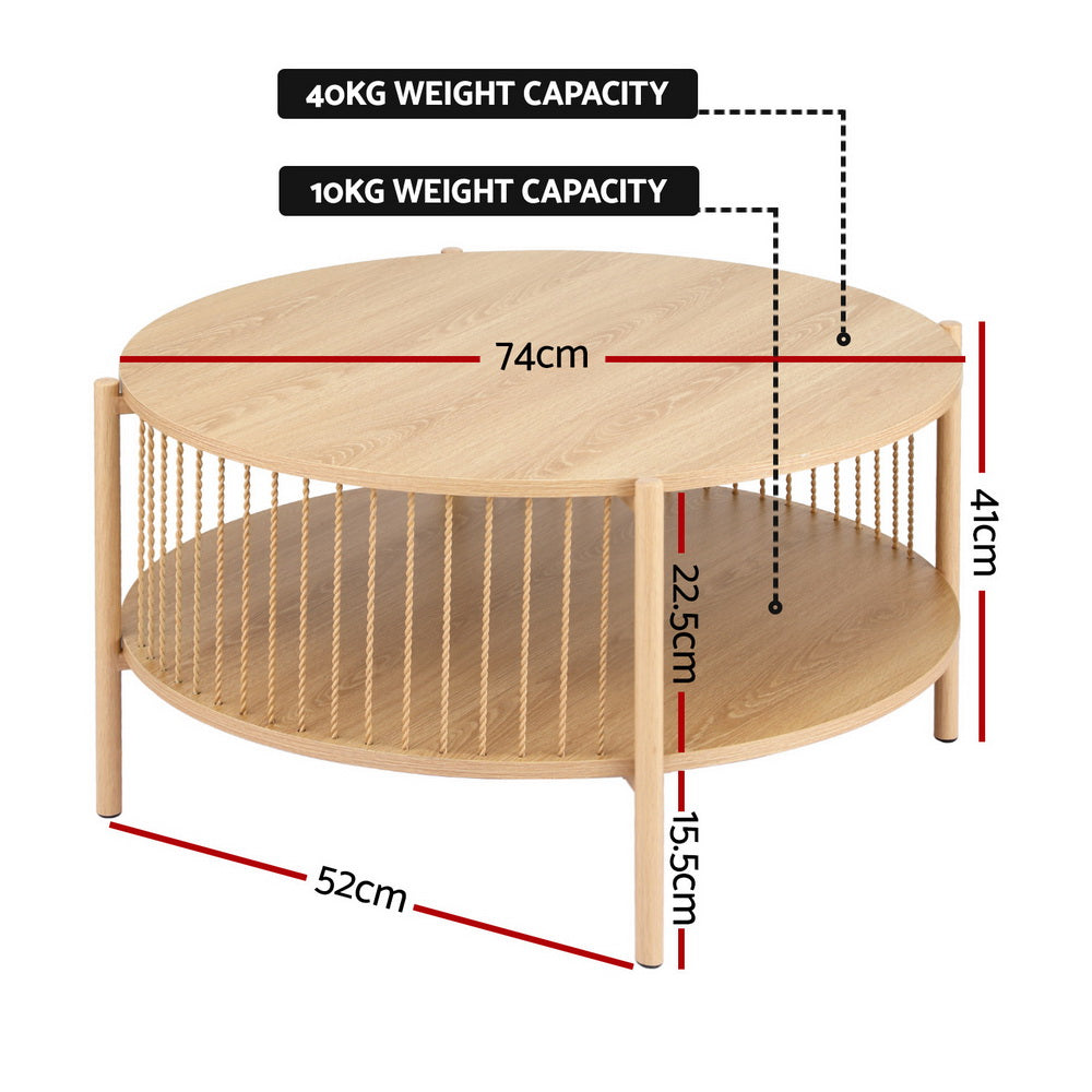 Coffee Table 2-Tier Round Wood