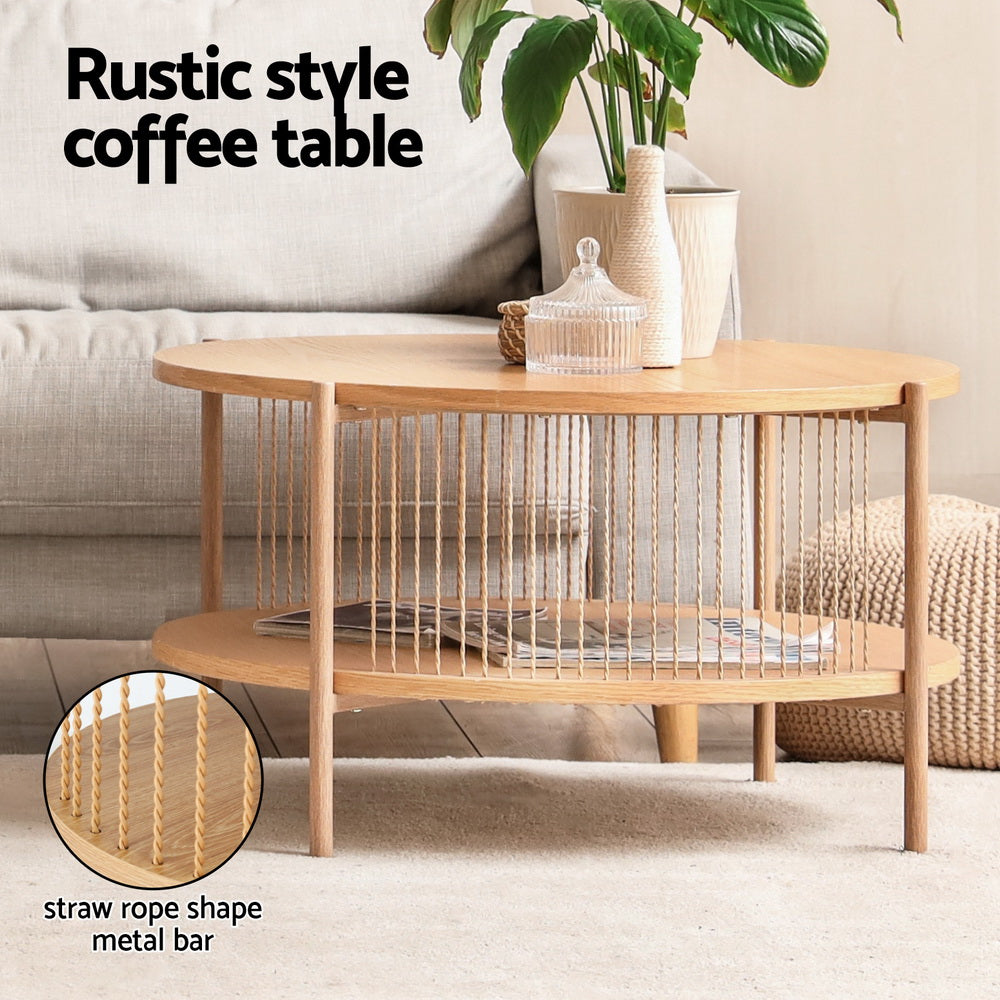 Coffee Table 2-Tier Round Wood