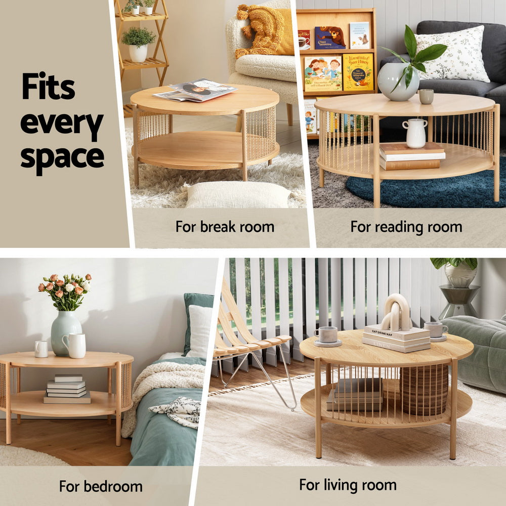 Coffee Table 2-Tier Round Wood