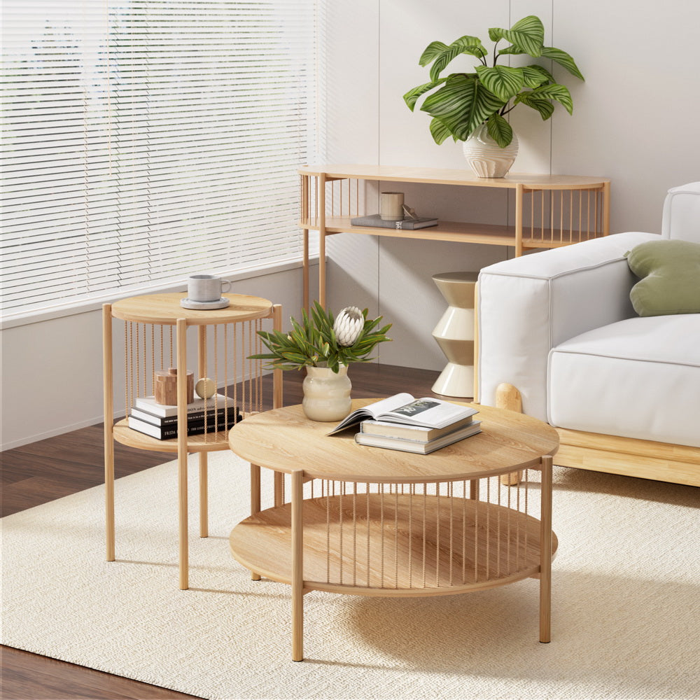 Coffee Table 2-Tier Round Wood