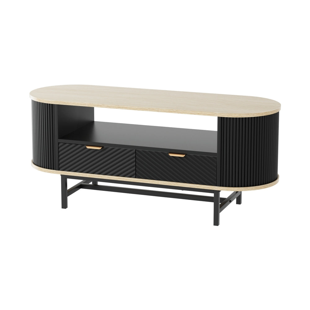 Coffee Table Drawer Shelf Wood & Black