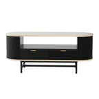 Coffee Table Drawer Shelf Wood & Black