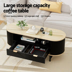 Coffee Table Drawer Shelf Wood & Black