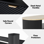 Coffee Table Drawer Shelf Wood & Black