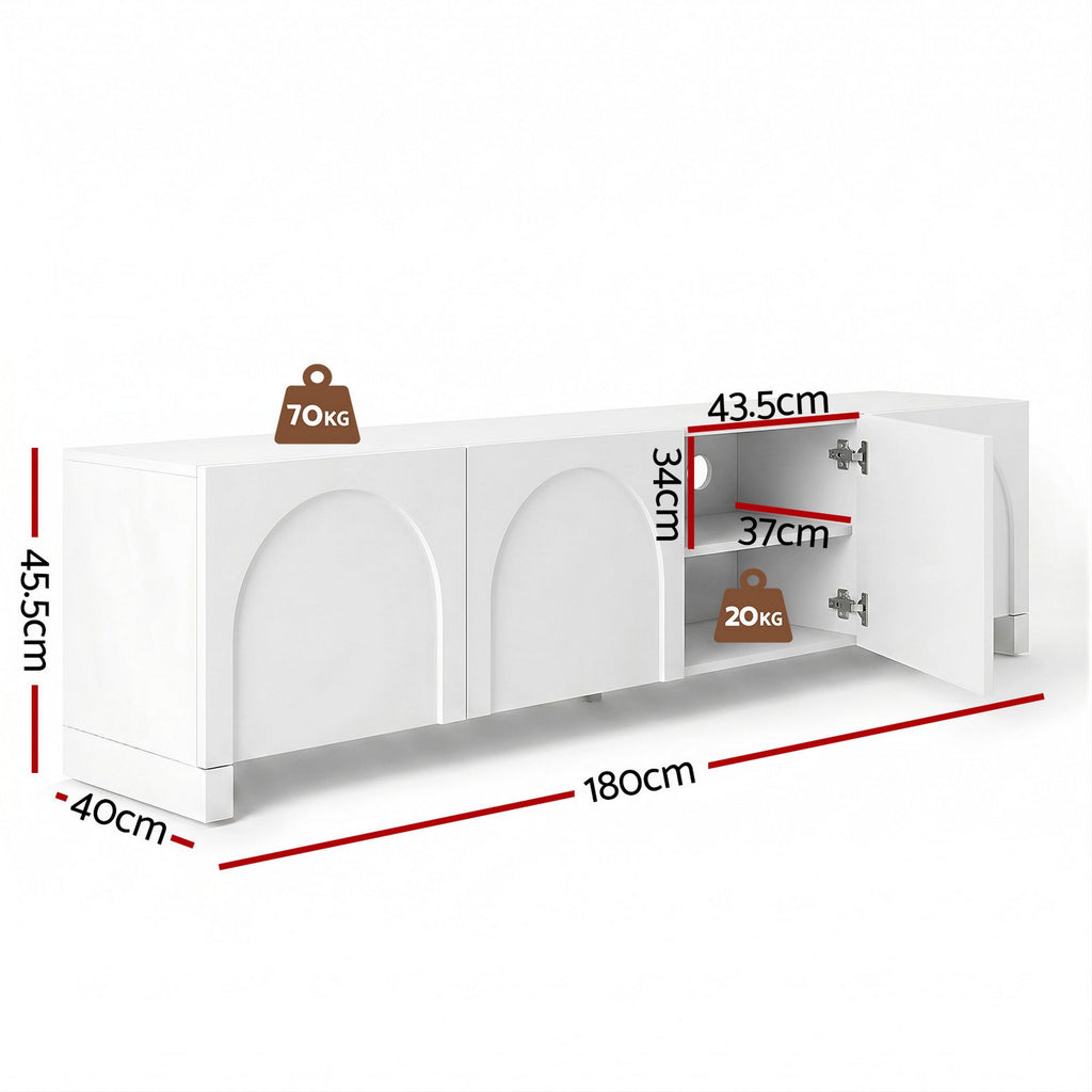 Modern Sleek Look TV Unit Entertainment Unit Storage Cabinet Adjustable Shelf White