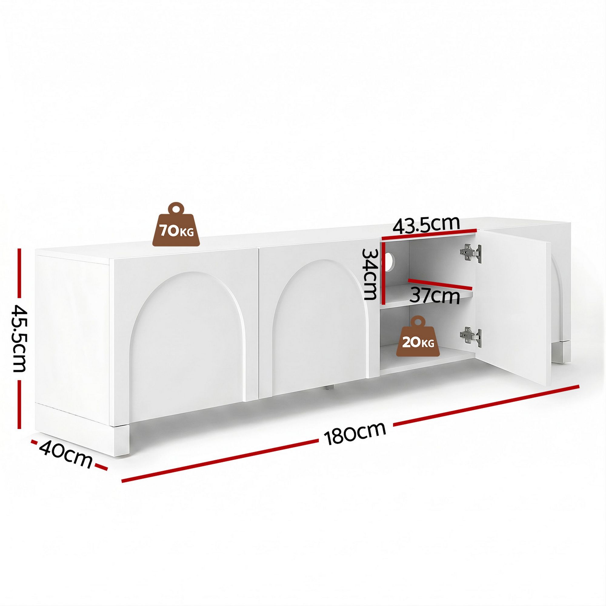 Modern Sleek Look TV Unit Entertainment Unit Storage Cabinet Adjustable Shelf White
