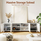 Modern Sleek Look TV Unit Entertainment Unit Storage Cabinet Adjustable Shelf White