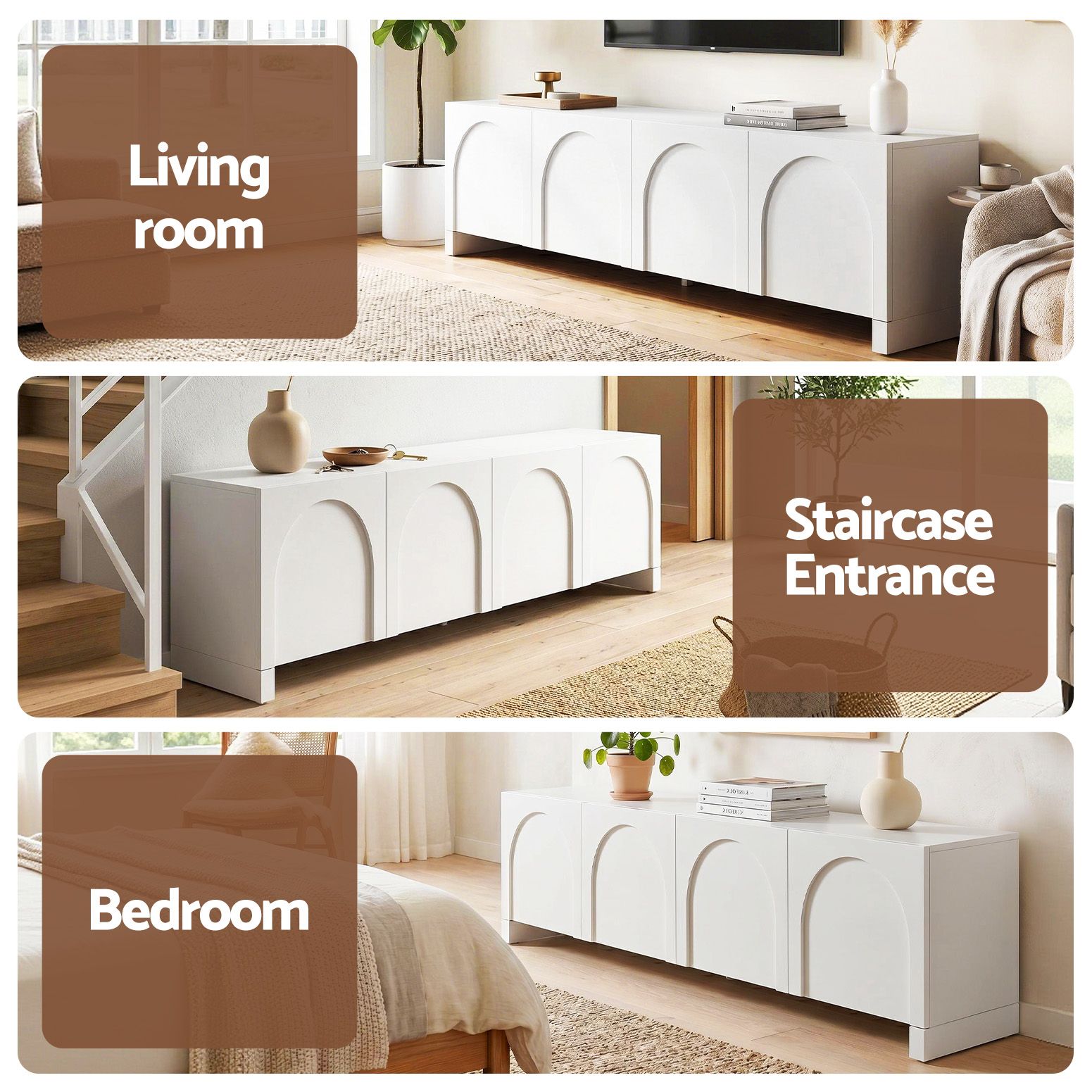 Modern Sleek Look TV Unit Entertainment Unit Storage Cabinet Adjustable Shelf White