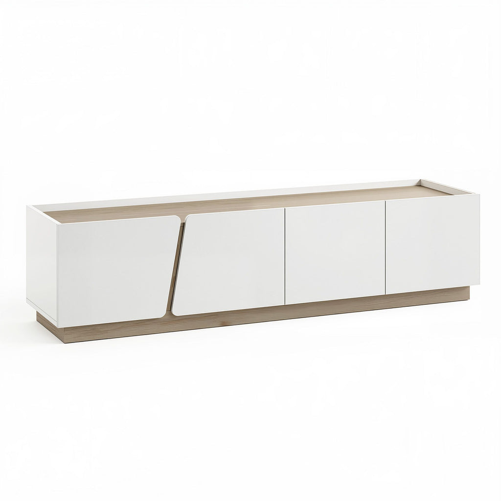 Modern TV Unit Storage Cabinet Living Room Furniture White & Oak