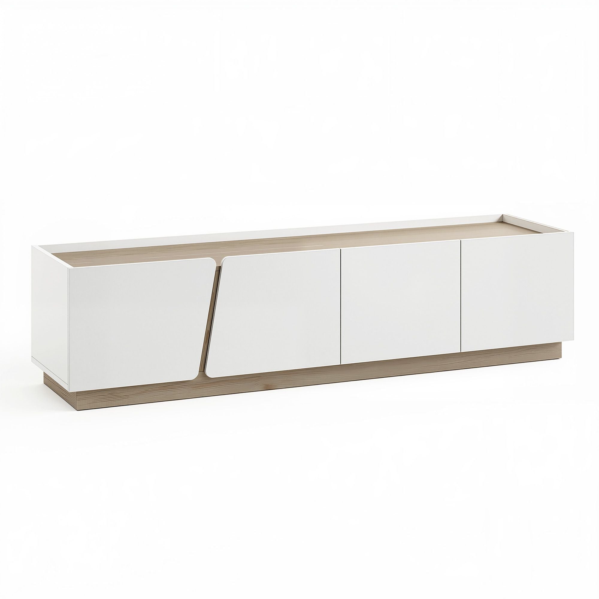 Modern TV Unit Storage Cabinet Living Room Furniture White & Oak