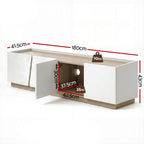 Modern TV Unit Storage Cabinet Living Room Furniture White & Oak