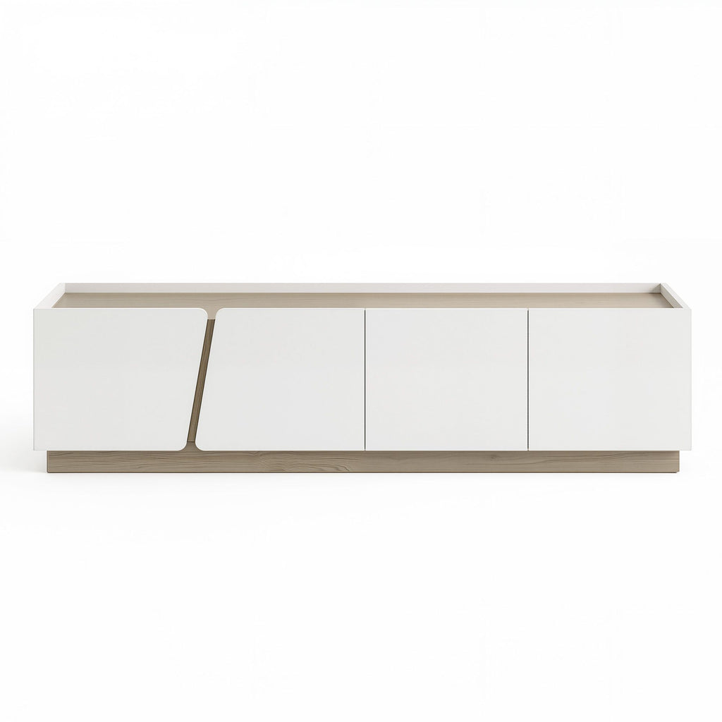 Modern TV Unit Storage Cabinet Living Room Furniture White & Oak