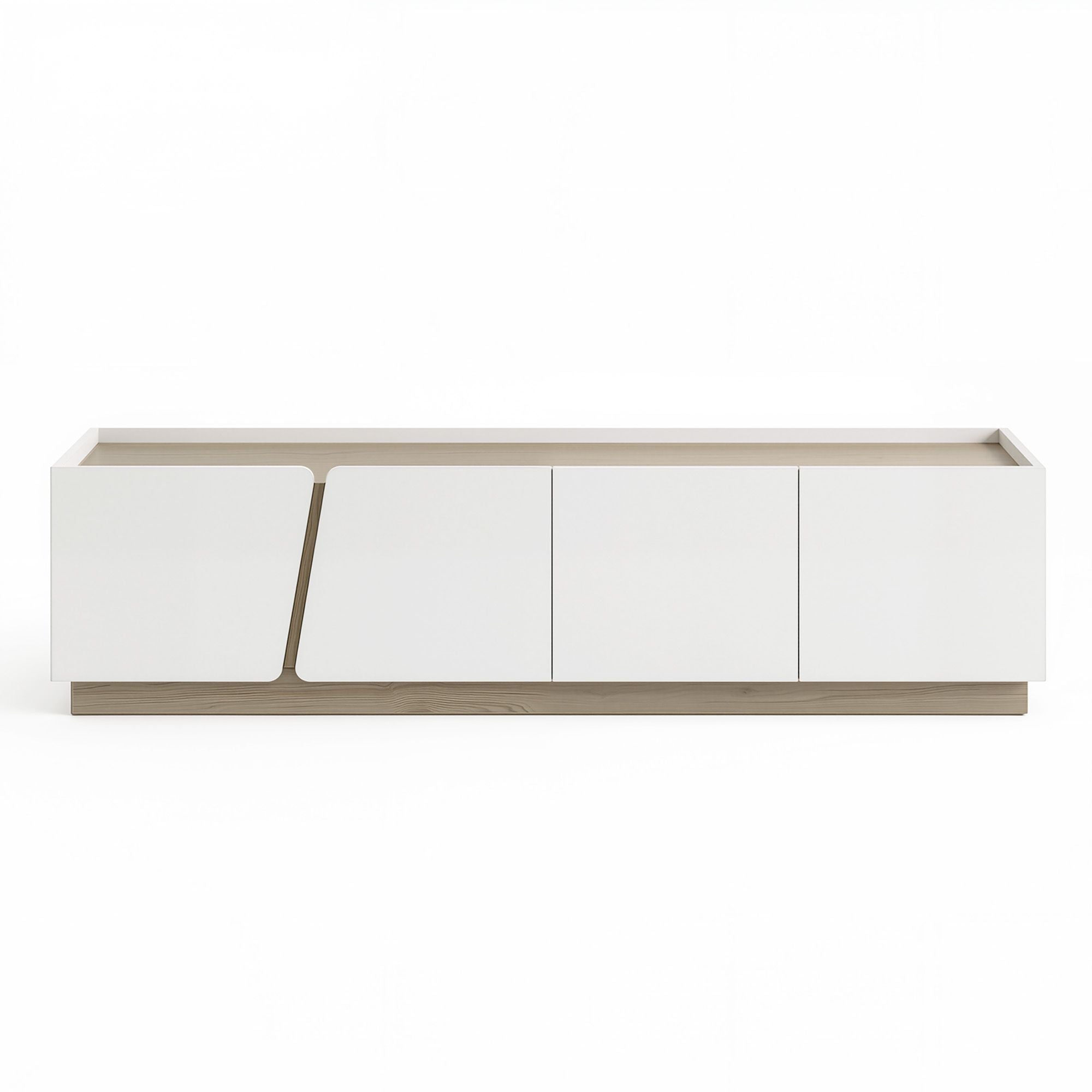 Modern TV Unit Storage Cabinet Living Room Furniture White & Oak