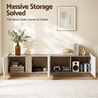 Modern TV Unit Storage Cabinet Living Room Furniture White & Oak