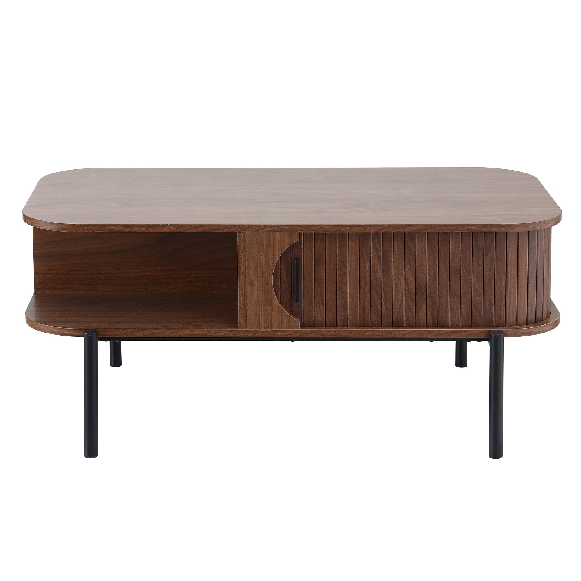 Coffee Table Living Room Center Table Shelf Cabinet Walnut