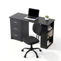 Office Desk & Chair Set 120cm Computer Desk with 3 Drawers & Open Shelves, Ergonomic Armless Office Chair with Wheels, Height Adjustable for Home Office Study