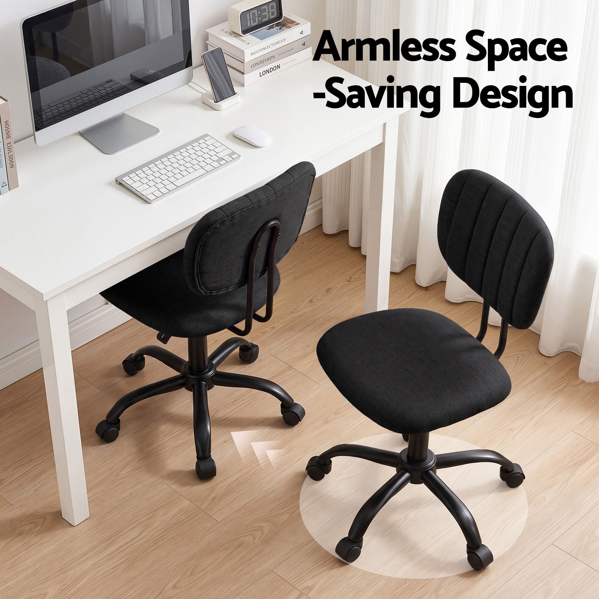 Office Desk & Chair Set 120cm Computer Desk with 3 Drawers & Open Shelves, Ergonomic Armless Office Chair with Wheels, Height Adjustable for Home Office Study