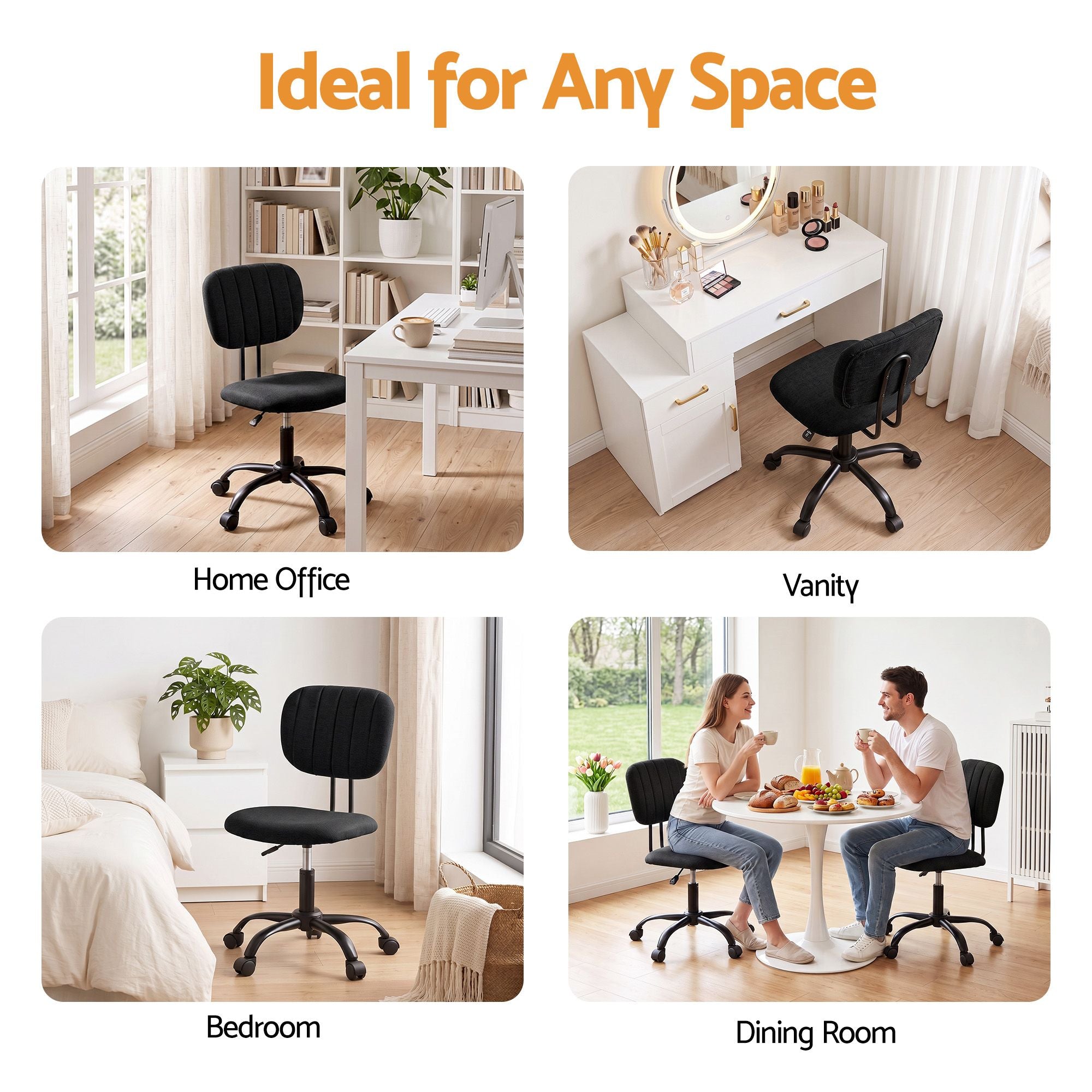 Office Desk & Chair Set 120cm Computer Desk with 3 Drawers & Open Shelves, Ergonomic Armless Office Chair with Wheels, Height Adjustable for Home Office Study
