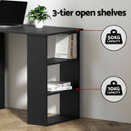 Office Desk & Chair Set 120cm Computer Desk with 3 Drawers & Open Shelves, Ergonomic Armless Office Chair with Wheels, Height Adjustable for Home Office Study