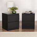 Set of 2 Bedside Table 2 Drawers Black