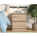 2x Bedside Table 2 Drawers - PEPE Oak
