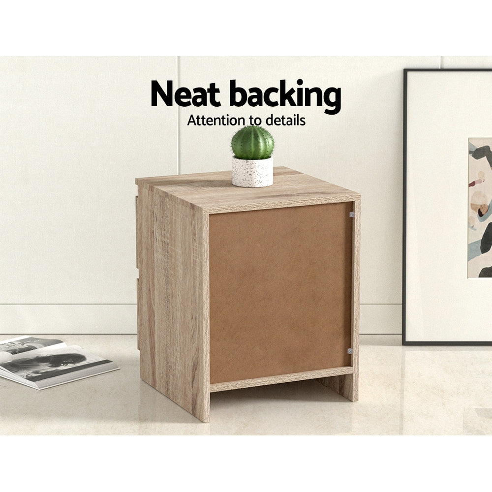 2x Bedside Table 2 Drawers - PEPE Oak