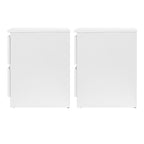 2x Bedside Table 2 Drawers - PEPE White