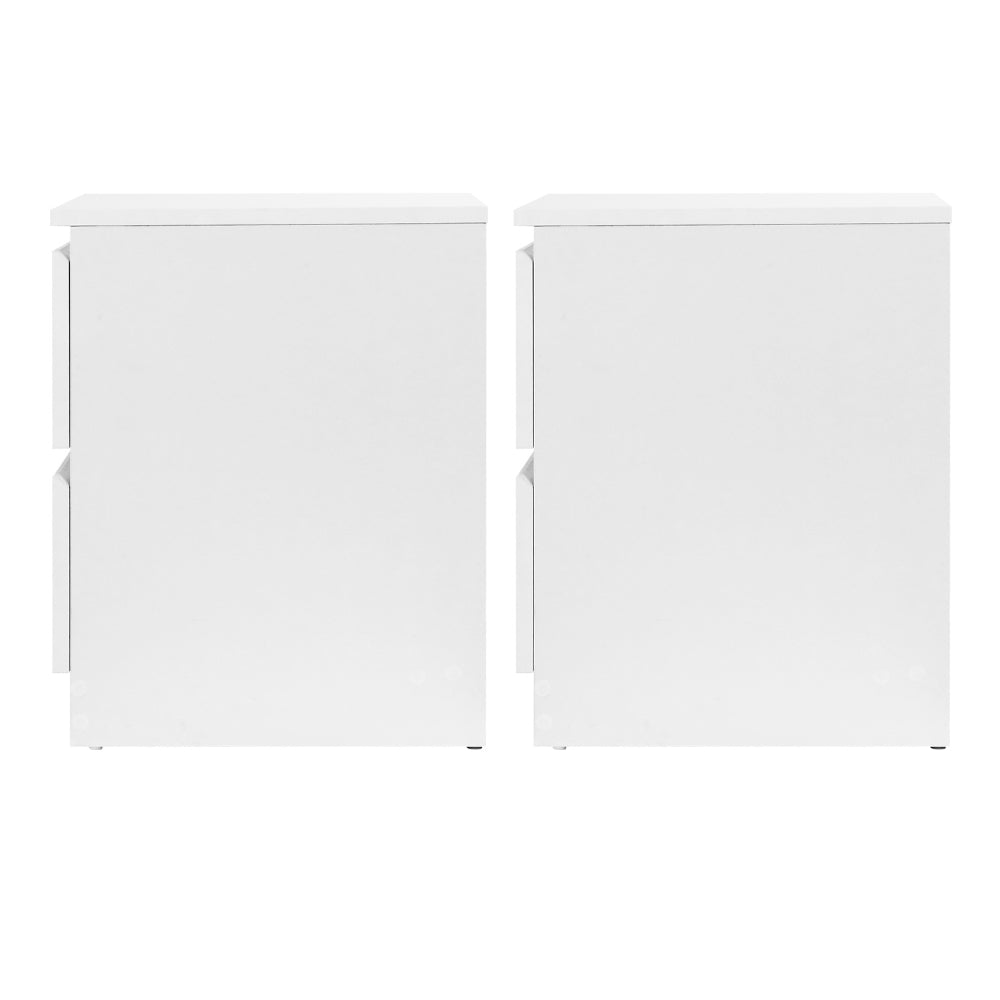 2x Bedside Table 2 Drawers - PEPE White