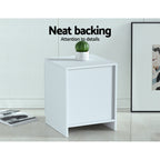 2x Bedside Table 2 Drawers - PEPE White