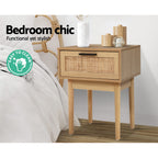 Artiss Bedside Tables Side Table Rattan Drawers Nightstand