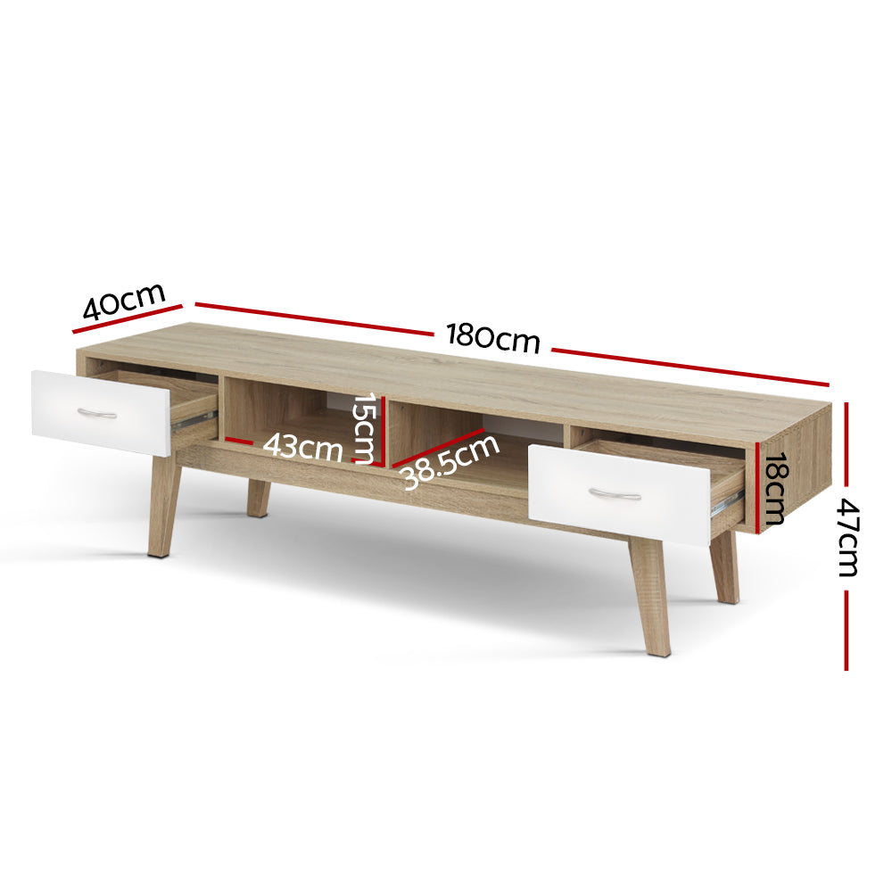 Modern Scandinavian TV Cabinet Entertainment Unit 180cm Oak