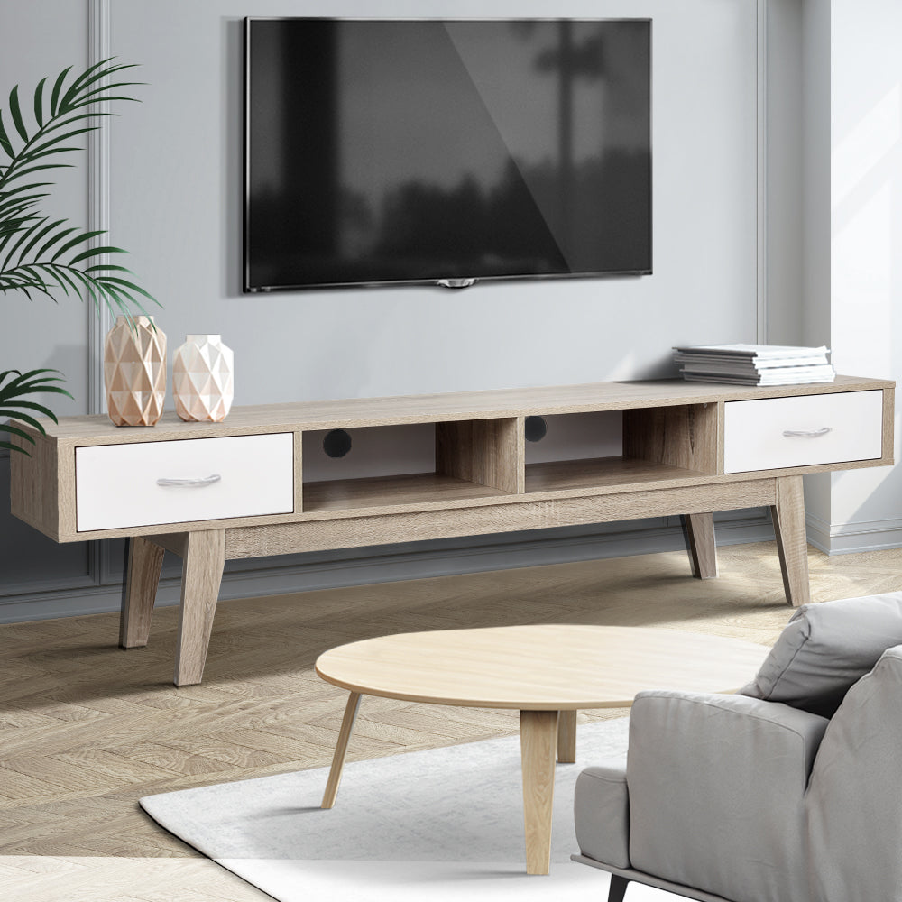 Modern Scandinavian TV Cabinet Entertainment Unit 180cm Oak