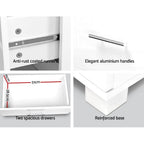 Modern White Bedside Table 2 Drawers High Gloss