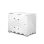 Modern White Bedside Table 2 Drawers High Gloss