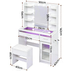Artiss Dressing Table Vanity Desk Set 10 LED Bulbs RGB Light White