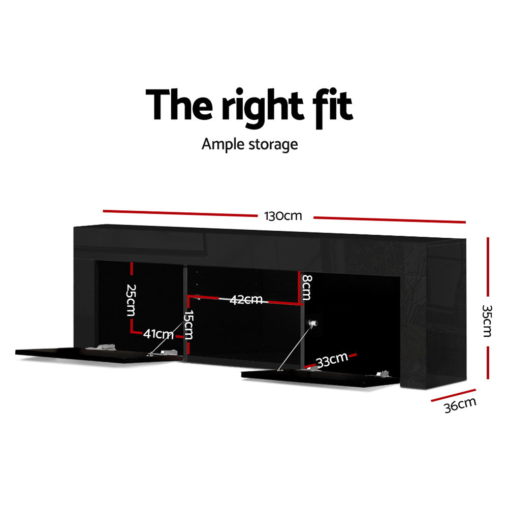 Entertainment Unit TV Cabinet LED 130cm Black