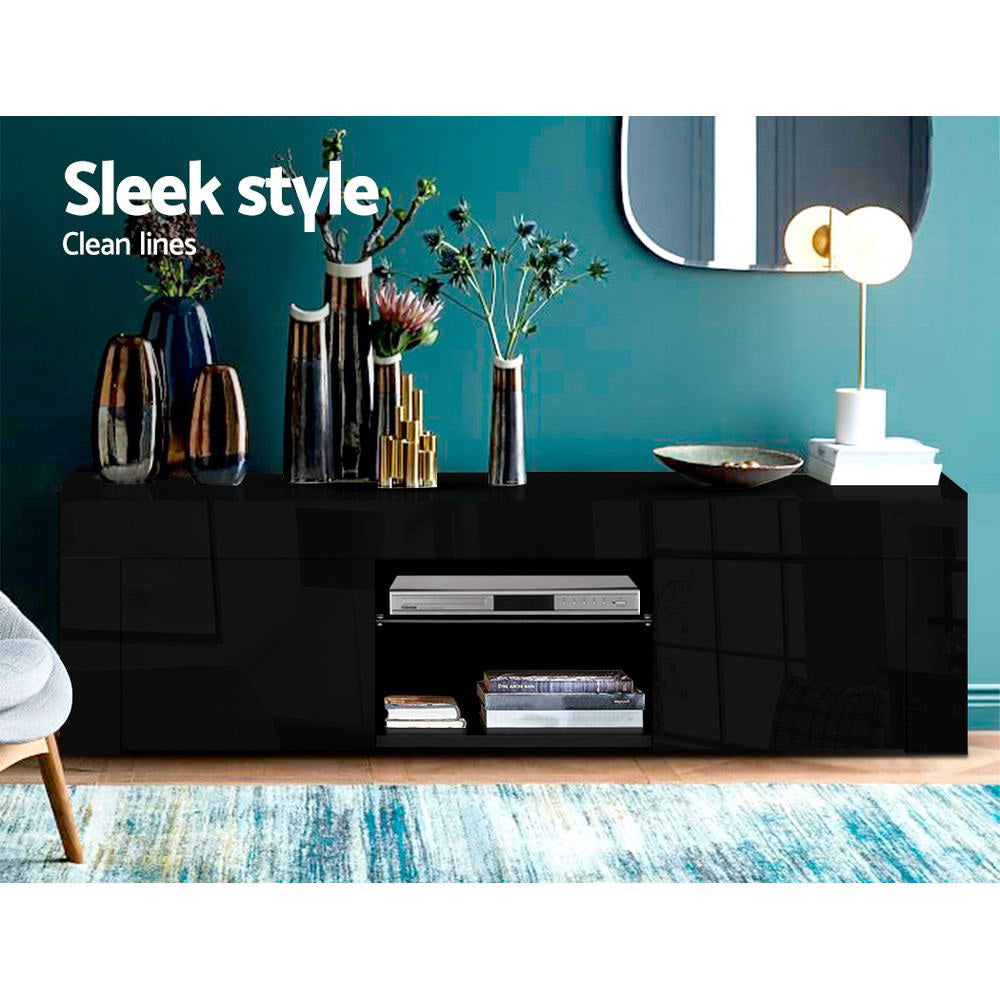 Entertainment Unit TV Cabinet LED 130cm Black