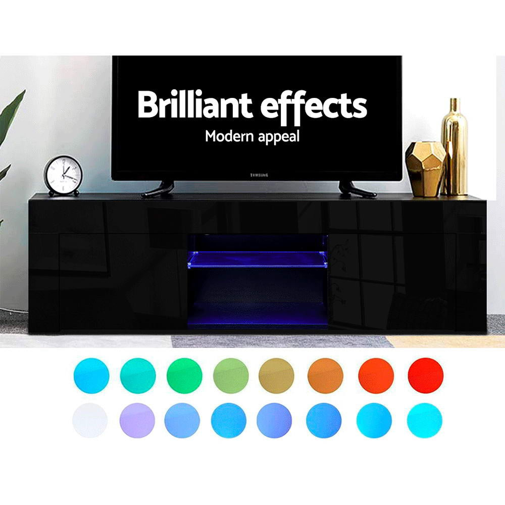 Entertainment Unit TV Cabinet LED 130cm Black