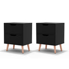 Artiss 2 x Bedside Table 2 Drawers - BODEN Black