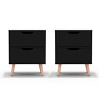 Artiss 2 x Bedside Table 2 Drawers - BODEN Black