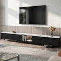 Modern Extendable TV Cabinet Entertainment Unit Stand Marble Effect Top- Black