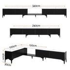 Modern Extendable TV Cabinet Entertainment Unit Stand Marble Effect Top- Black